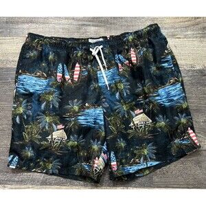 Ocean Coast Swim Trunks Size XL Nautical American Palm Tree